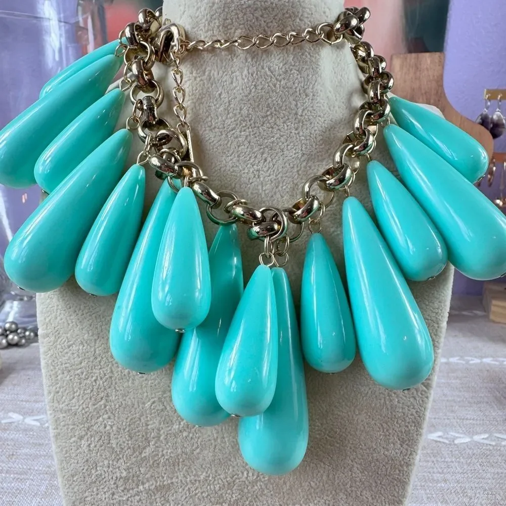 Inc Elegant Faux Turquoise Teardrop Necklace